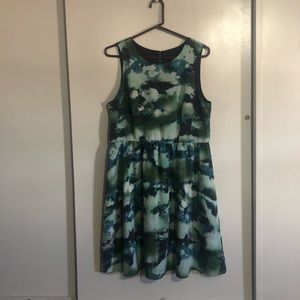 Mossimo Blue Green Sleeveless Watercolor Dress